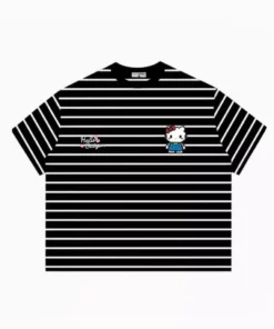 Áo thun kẻ ngang hello kitty cộc tay phù hợp 4 mùa