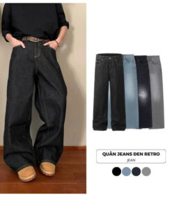 quần jeans retro quần kiểu dáng rộng unisex nam nữ